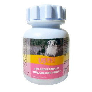 قرص مکمل سگ و گربه یو اس پت مدل Milk Calcium Tablets بسته 200 عددی